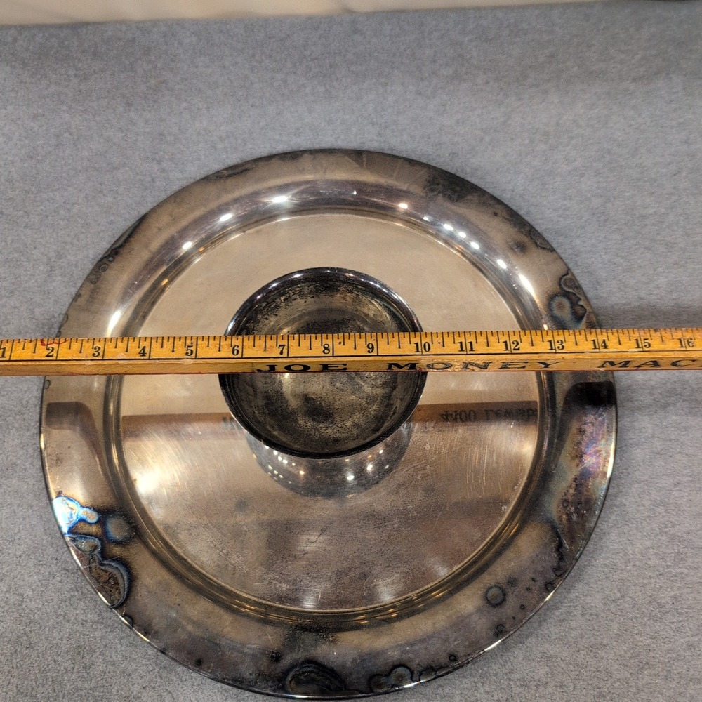 Wm A Rogers Oneida Silver Plated Chip and Dip Server Round Platter Bowl NA310 - Picture 10 of 11